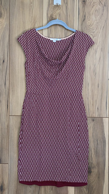 Boden Dark Mauve Geometric Print Dress Wms Size 6 US 10 UK Lined Scoop Neck