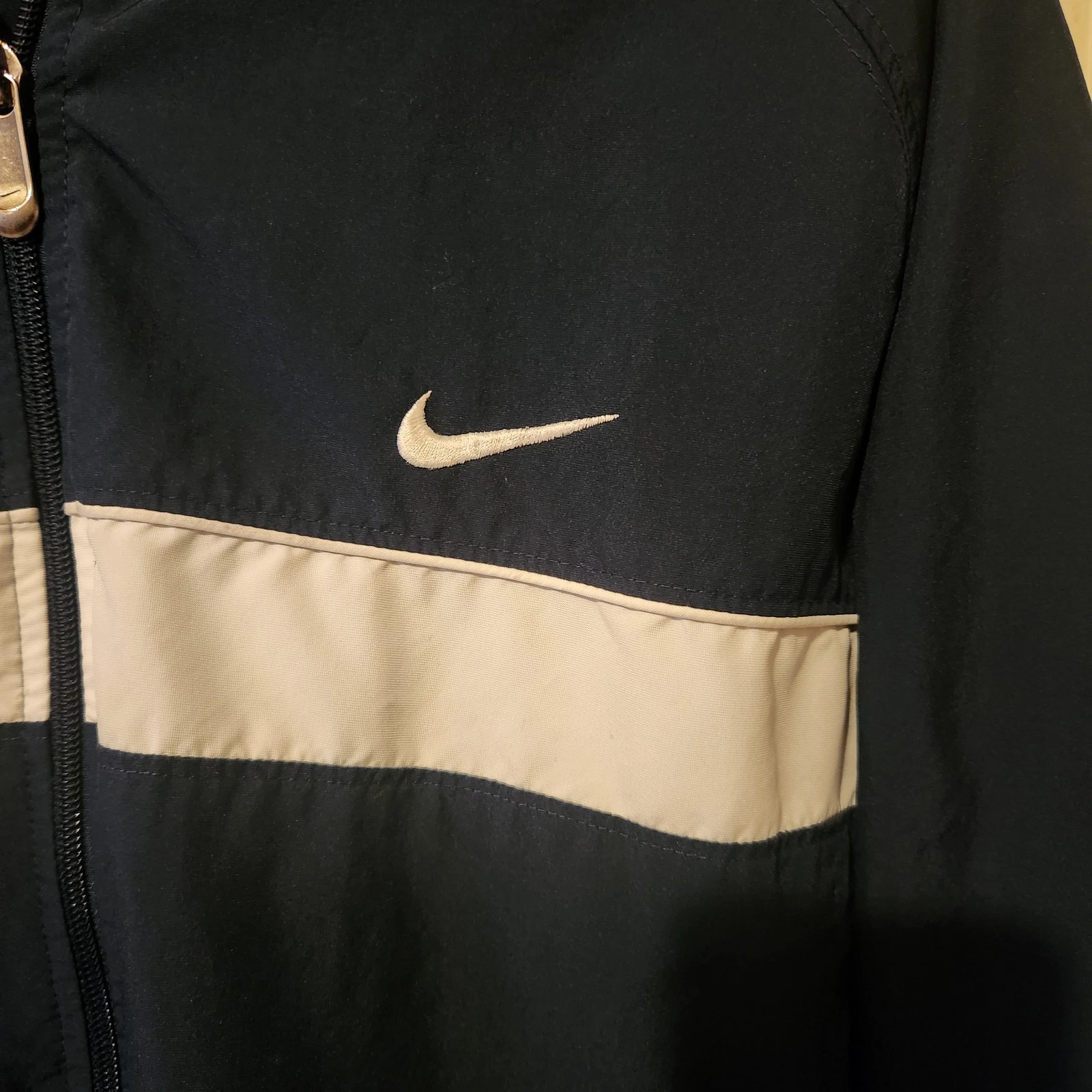 Nike Men's Y2K Blue/White Colorblock VTG Windbreaker Full Zip Pockets Jacket XL - product detail image 2