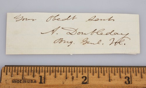 Original Civil War General Abner Doubleday Signature Autograph Baseball Inventor