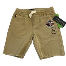 US Polo Assn Boys Khaki Shorts XL 14-16 Logo Rare Hem Preppy Casual