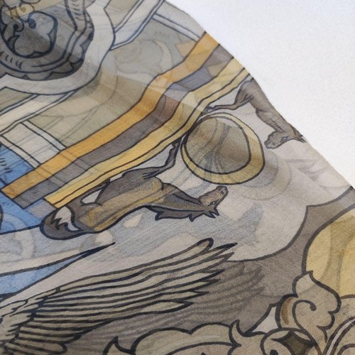 HERMES Carre 140 Scarf “ANIMAUX SOLAIRES” Silk Mousseline Yellow Brown with Box - Picture 16 of 20