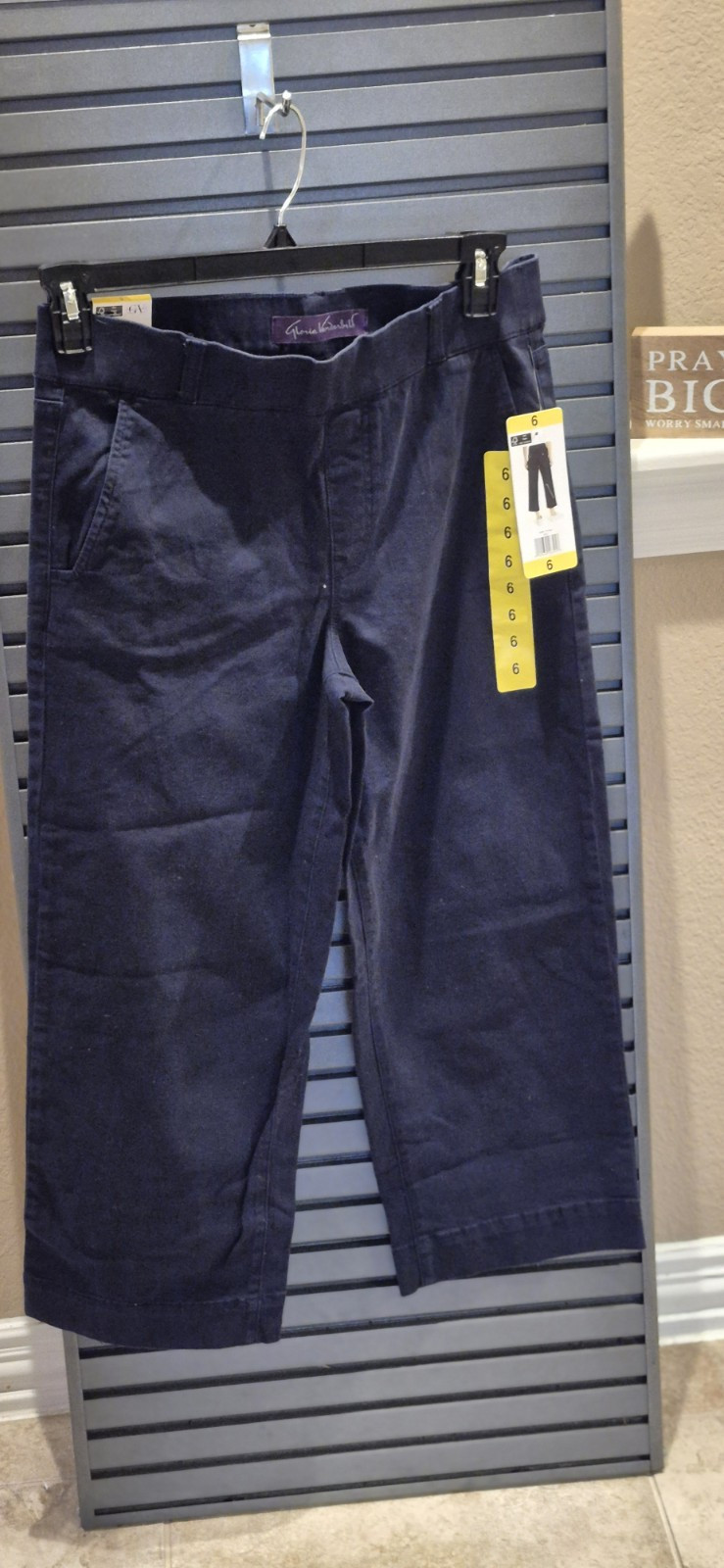 Gloria Vanderbilt Womens Pull On Wide Leg Crop Pants Size 6 Navy Best Price