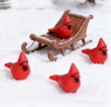 Miniature Fairy Garden Set of 4 Resin Cardina...