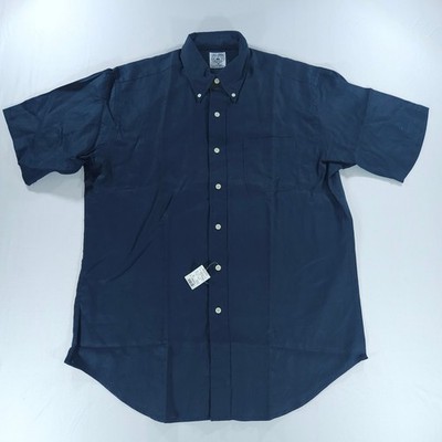 Vintage 90s Brooks Brothers All Linen Sport Shirt Navy NWT Men M Hong Kong