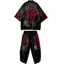 Men's Kimono Cardigan Set Lightweight 2 Piece Vacation Outfits Japanese Open ...
