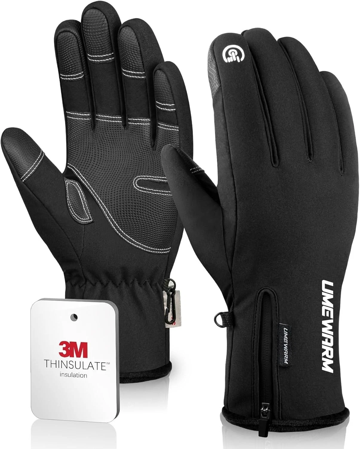 Waterproof Winter Gloves Men, 5-Layer Touch Screen Cold Weather Gloves- L