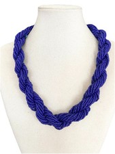 Damenkette Statement Perlenkette Modeschmuck Halskette Blau Collier Blogger