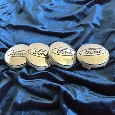 4pc Silver Chrome Wheel Center Caps 54mm 2-18 Blue Logo For Ford Escape Focus