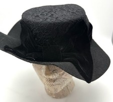 Womens Vintage Black Tea Party Derby Church Hat Dress Fascinator Velvet Bow Lace