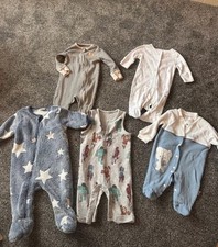 Mixed Brands 5pc Baby Babygrow/Playsuit Bundle 0-3M Fleece Marvel Footed Zip