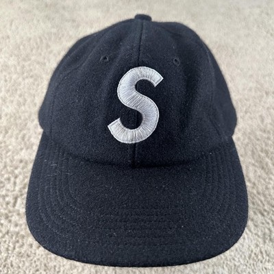 Supreme S Logo Hat Cap Strap Back Mens One Size Black Wool Lined USA Streetwear