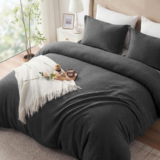 100 Cotton Duvet Cover Queen Size - Waffle Weave Duvet Cover Set for All Season
