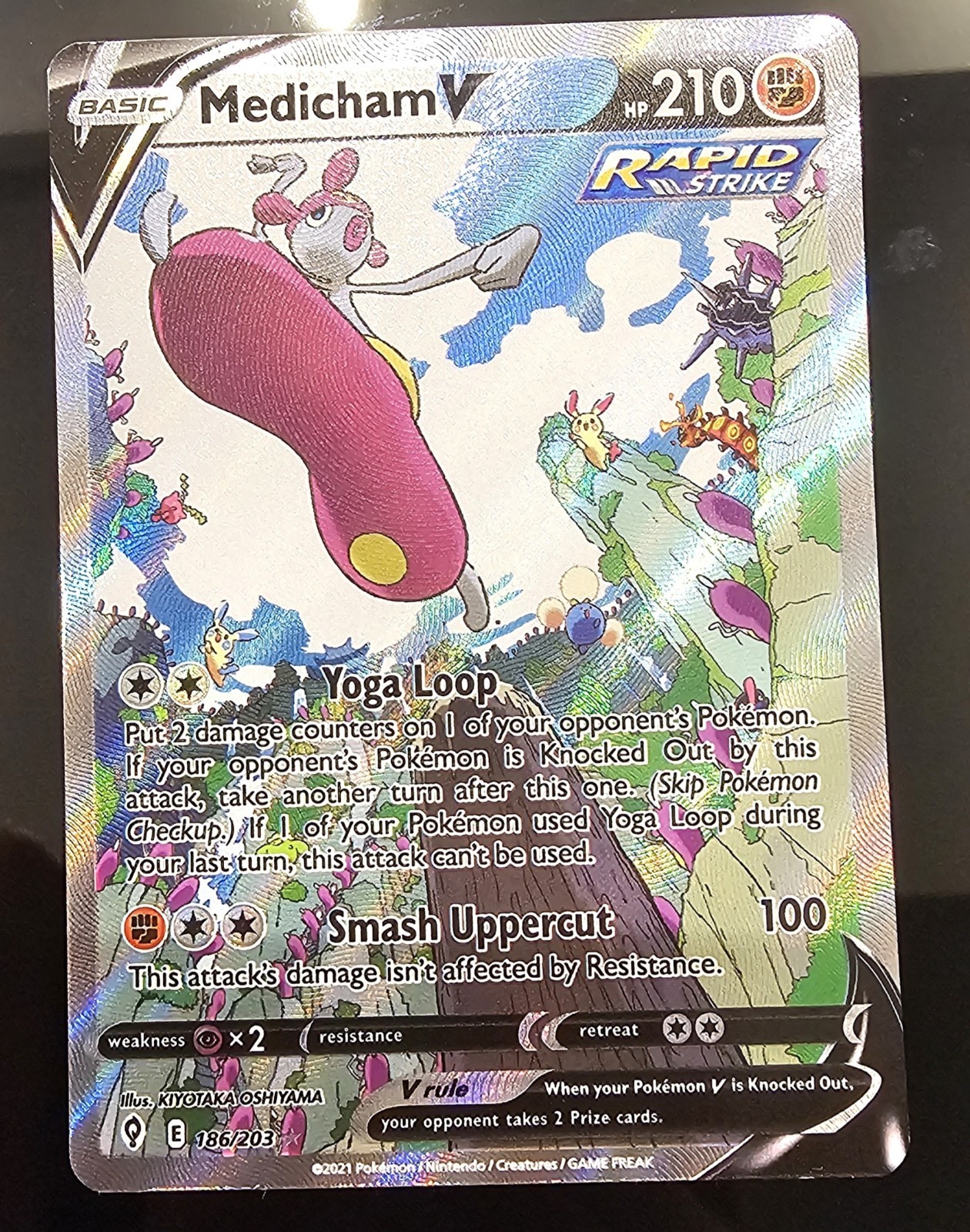 NM-Mint Medicham V - 186/203 - Full Art Ultra Rare Pokemon Evolving Skies