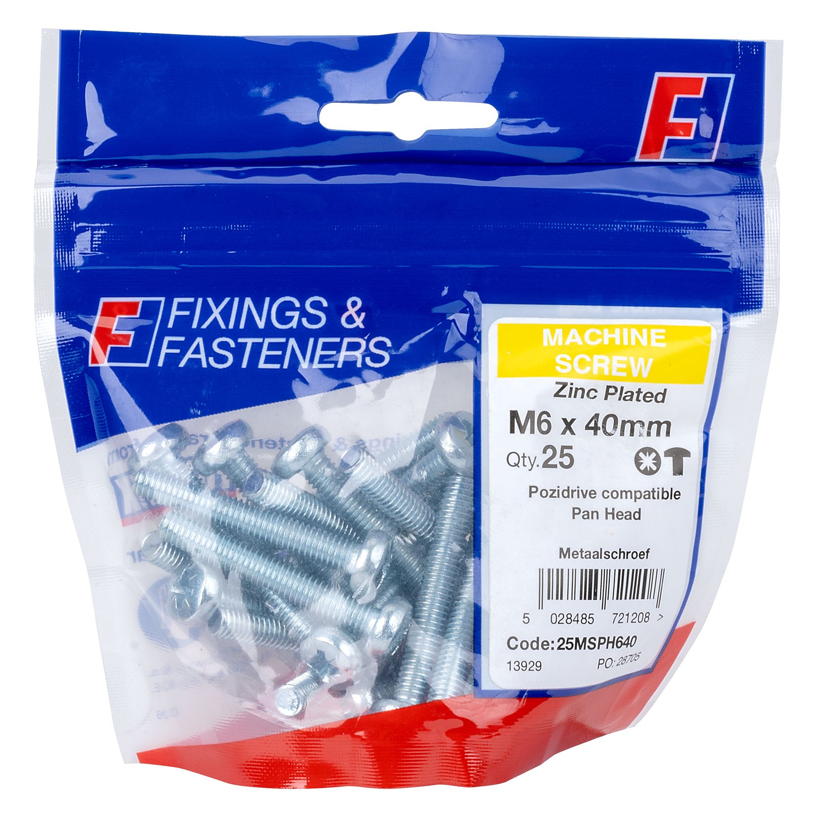 ForgeFix Machine Screw Phillips Pan Head ZP M6 x 40mm Bag 25