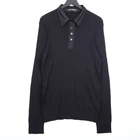 Dolce & Gabbana Black Virgin Wool Silk Ribbed Long Sleeve Polo Shirt Size M / L