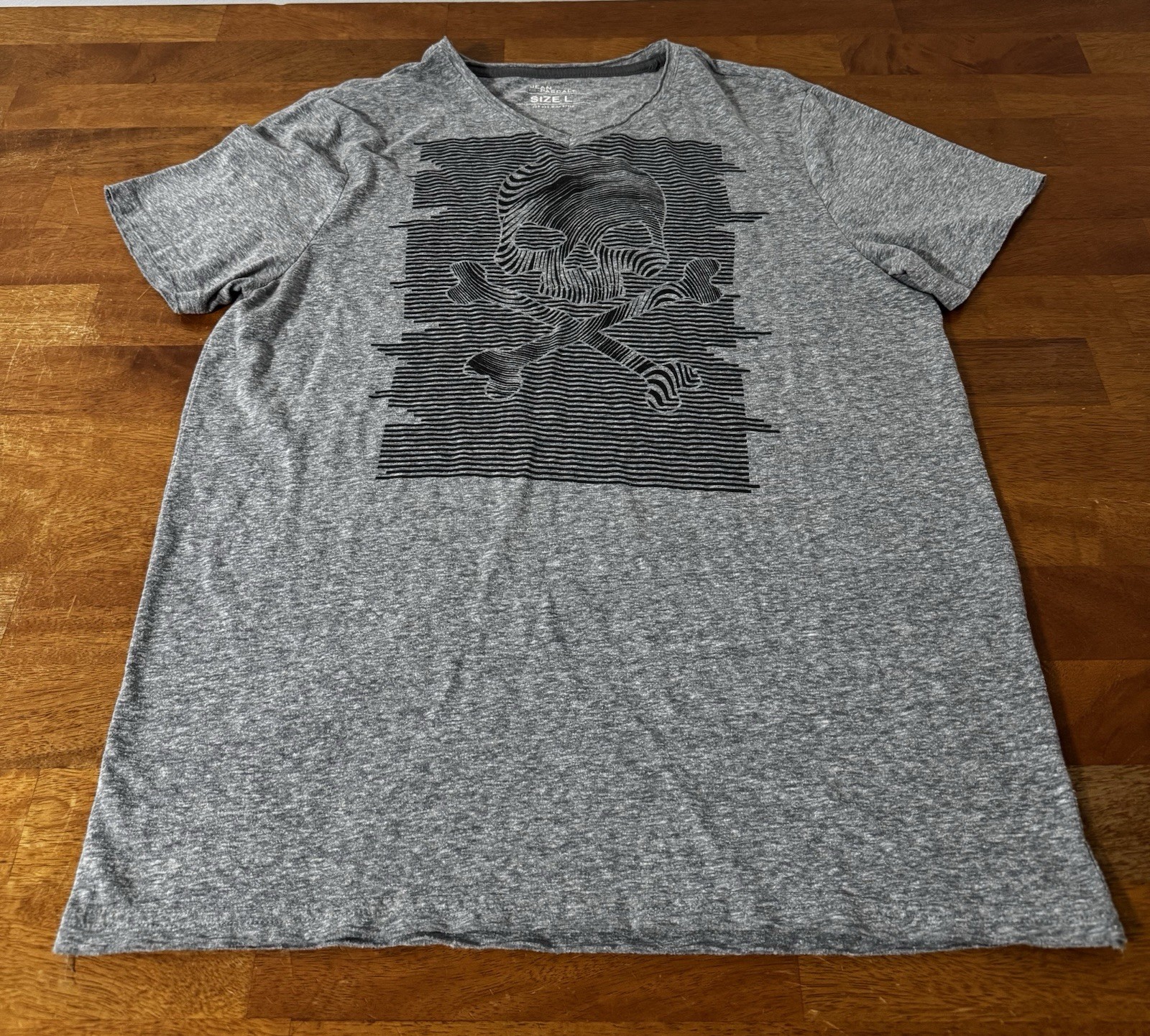 Jean Pascale T-Shirt Skull Crossbones Men’s Large Heathered Gray ￼