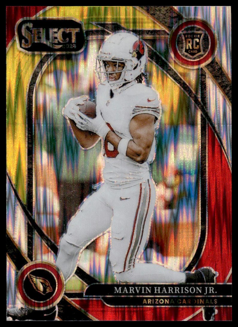 2024 Panini Select #219 Marvin Harrison Jr. RC Red & Yellow Shock Cardinals NM+