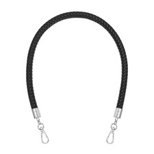 Braided Purse Strap 24" PU Leather Handbag Handle with Silver Buckle Black