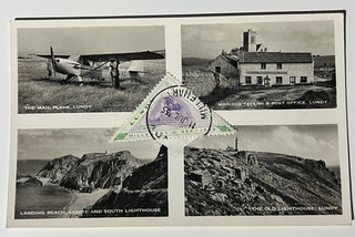 Lundy Island Postcard The Mail Plane Marisco Tavern Landing Beach posted