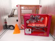 Our Generation Ambulance Lights sounds Work Accessories New Stretcher Medical