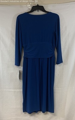 NWT Chaps Blue Ruched Faux Wrap Long Sleeve Knee Length Dress Women's M |  eBay