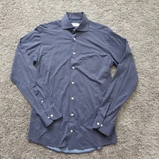 ETON Nylon Flex Button Shirt Men's 15.5 EU 39 MEDIUM Blue Floral Check SLIM FIT