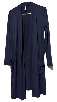 Zenana Premium Women's S Navy Blue Open-Front Relaxed Fit Long Sleeve Cardigan