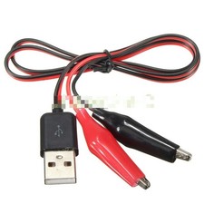 Alligator Test Clips Clamp to USB Male Connector Power Supply Adapter 60cm Cable