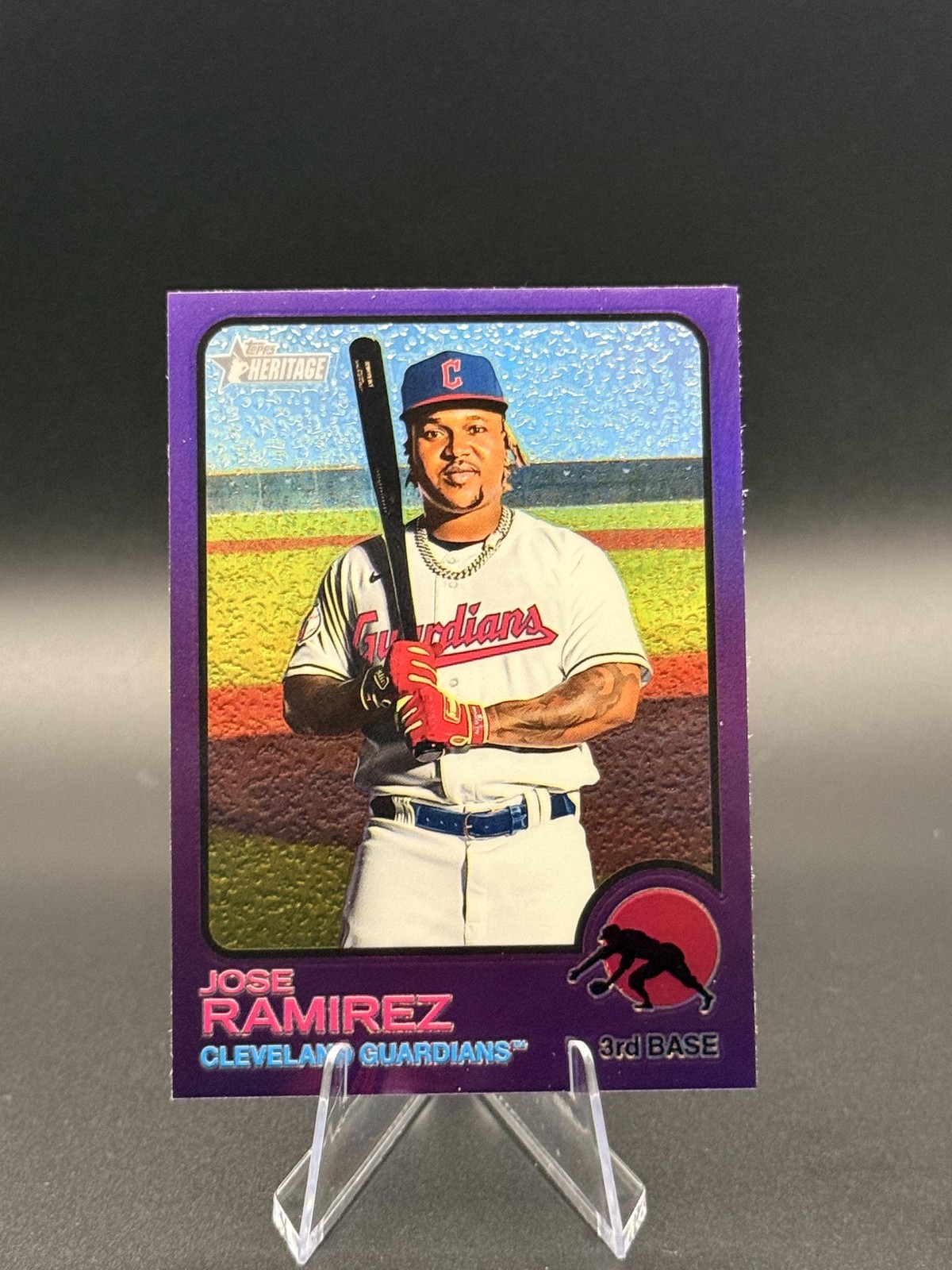 2022 Topps Heritage #242 Jose Ramirez Chrome Purple Refractor