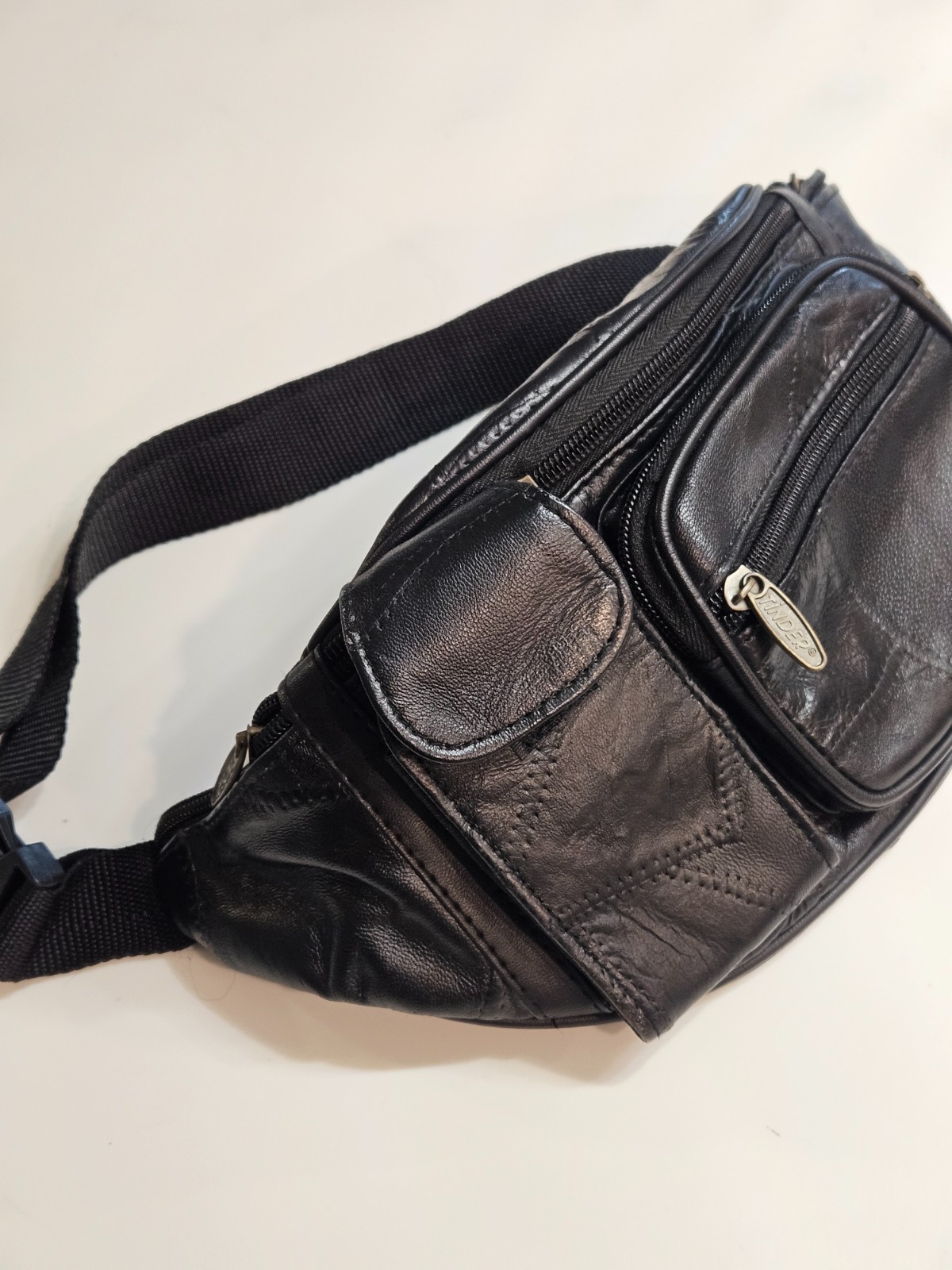 VTG "Tinder" Leather Patchwork Black Large Boho W… - image 2