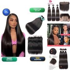Beauhair Brazilian Straight Hair 3 Bundles 14 16 18  14 Frontal 13x4 Lace