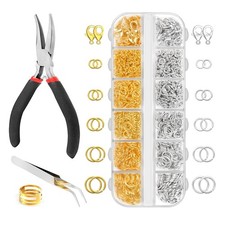 1200 Pcs Jump Rings for Jewelry Making Supplies, Necklace Repair Kit with Pli...
