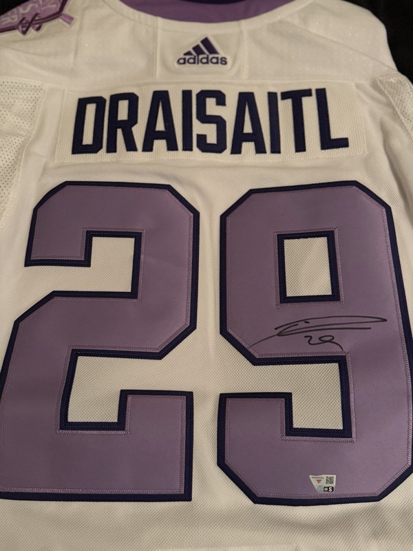 Leon Draisaitl Autographed Jersey Hockey Fights Cancer Fanatics Authentic COA