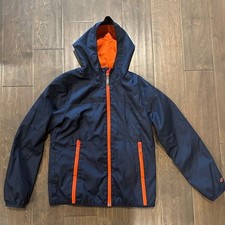 Champion Boys Rain Jacket- Blue Hooded Full Zip, Size M