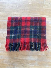 Vintage Scottish Red Tartan Plaid Wool Throw Lap Blanket Scotland Macy’s 34X 56”