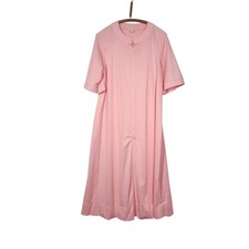 vintage VANITY FAIR sz L womens half zip long robe housecoat coral pink