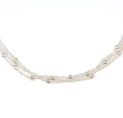 Italienisches Sterlingsilber Dreifach Strang Perlen Kette Armband