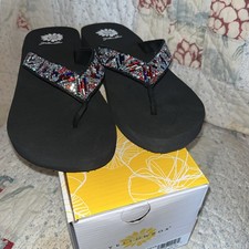 Yellow Box Size 9.5 Jazel Flip Flops Thong Sandals Comfort Multi Red Blue Silver