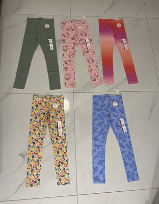 Girls Floral Jersey Ankle Leggings Multicolor Cotton Spandex Elastic Waist