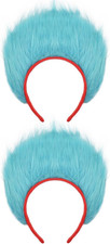 2 PCS Blue Fuzzy Costume Headbands, Halloween Costume Accessories
