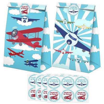 Airplane Goodie Bags-24 Pcs Airplane Party Favors Candy Bags with Stickers, A...