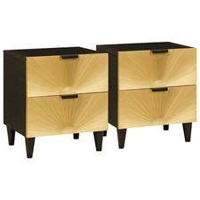 Image of Bedside Table with Drawer Black and Gold Nightstand Bedroom Furniture vidaXL
