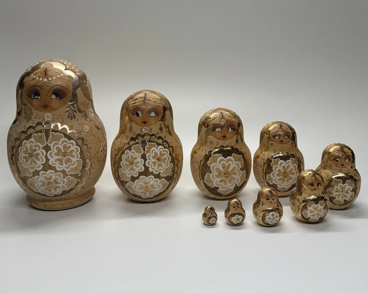 YAKELUS Professioneel matroesjka 10-stuk Russische nesting dolls, handgemaakte lindehout cadeau speelgoed 1075