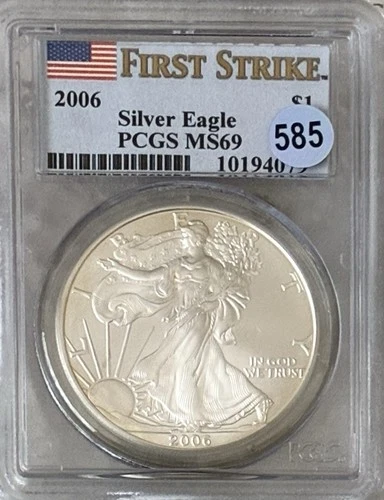 2006 Silver Eagle PCGS MS69 First Strike $1 American 0.999 Fine 1 Troy Oz Coin