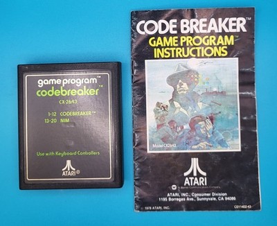 Codebreaker Atari 2600 1981 Game and Manual Tested Working