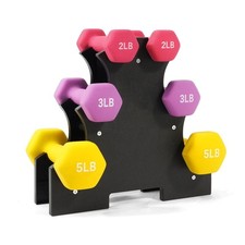 Colorful Neoprene Dumbbell Set with Stand, 2lb 3lb 5lb Hand Weights for Home Gym