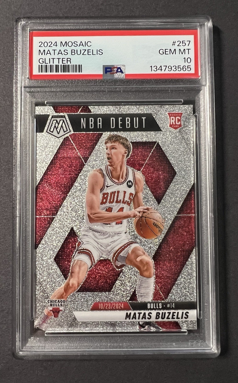 2024-25 Panini Mosaic Matas Buzelis #257 RC NBA Debut Glitter SSP PSA 10 Pop 3!