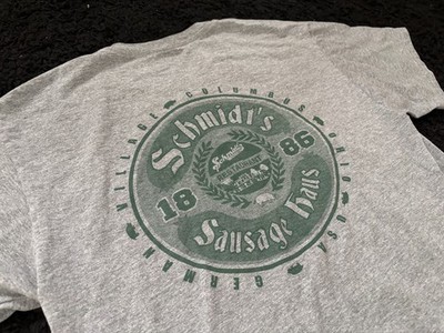 Schmidts Sausage House Bier Beer German T-Shirt Large Columbus Ohio Grey Green