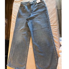 Fabletics High Rise Wide-Leg Jeans Med Wash Womens 33 Regular baggie NEW