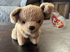 Ty Beanie Baby Tuffy the Dog 1996 Vintage, Retired with Original Tag/Protector